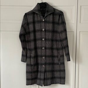 Aspara | Black and Gray Plaid Knit Coat | Size L